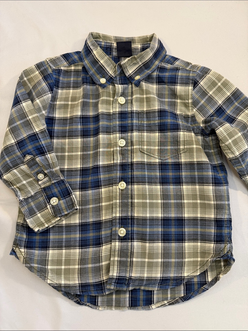 GAP Blue & Olive Plaid Button-Down Shirt